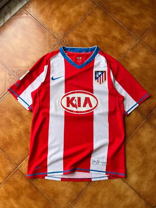 Vintage 2007-08 Nike Atlético Madrid red white home soccer jersey Size S